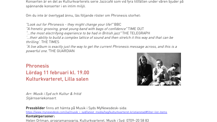 Årets första Jazzcafé på Kulturkvarteret bjuder på exklusiv spelning i Lilla Salen! 