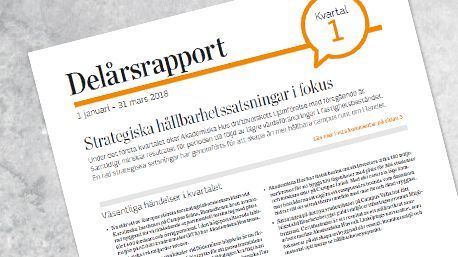 Akademiska Hus delårsrapport 1 januari – 31 mars 2018