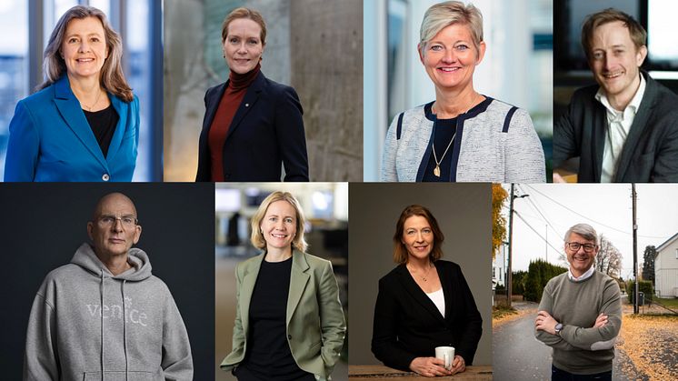 Et utvalg av årets foredragsholdere. Øverst fra venstre: Kari Olrud Moen, Hanna Geiran, Målfrid Brath, Morten Goodwin. Nederst fra venstre: Kjell A.Nordström, Anne Sagstuen Nysæther, Siri Hunnes, Morten Andreas Meyer