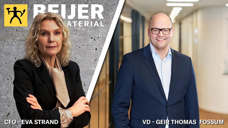 Eva Strand, CFO och Geir Thomas Fossum vd på Beijer Byggmaterial AB 