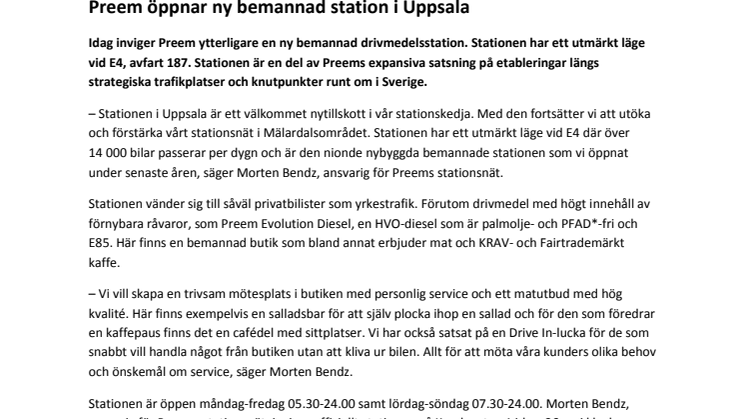 Preem öppnar ny bemannad station i Uppsala