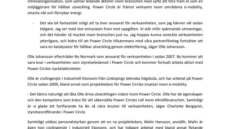Olle Johansson ny VD för Power Circle
