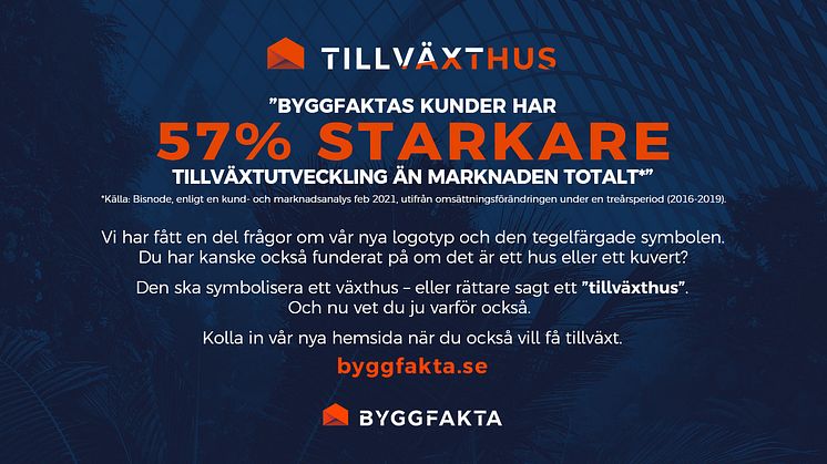 Byggfakta är ett tillväxthus och nu vet du varför vår nya logotyp ser ut som den gör. Du vet snart också att även advokater och många andra "oväntade" aktörer använder våra tjänster.