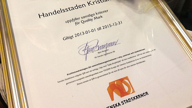 Kristianstad får utmärkelse för samarbetet i Handelsstaden