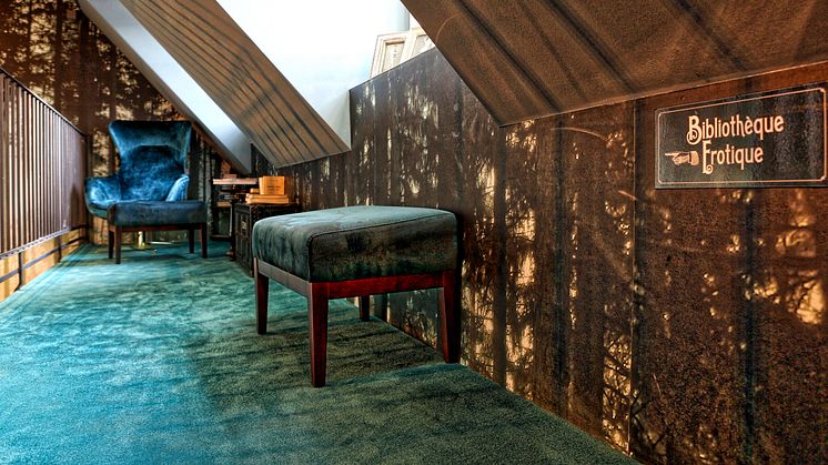 Top floor library at Spedition Hotel & Restaurant, Thun, Switzerland - design by Stylt
