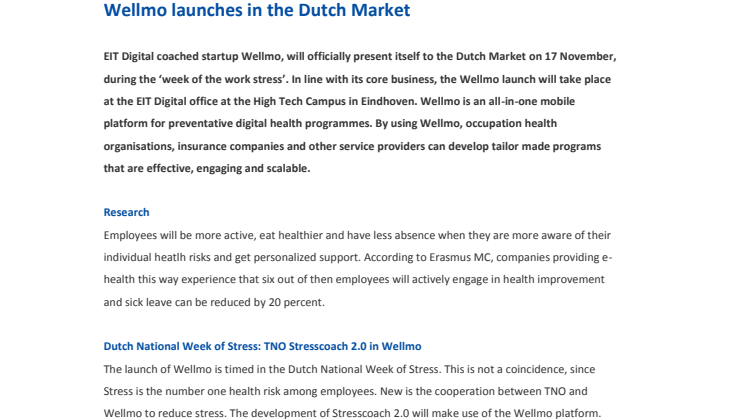 Wellmo launches in the Dutch Market 