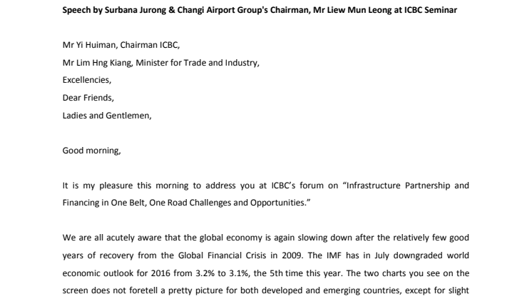 Speech by Surbana Jurong & Changi Airport Group's Chairman, Mr Liew Mun Leong at ICBC Seminar