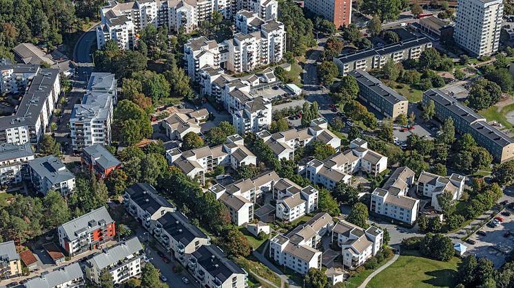 Flygfoto över Bagartorp och Agnesberg