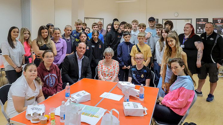 Professor Greta Defeyter, Cllr Guy Renner Thompson and HAF Plus participants and staff at Northumbria University 