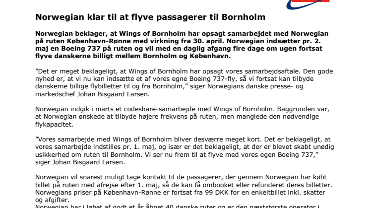 Norwegian klar til at flyve passagerer til Bornholm