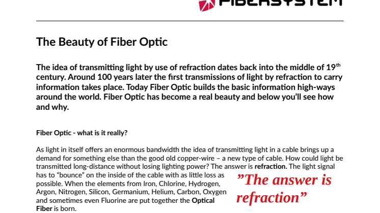 The Beauty of Fiber Optic