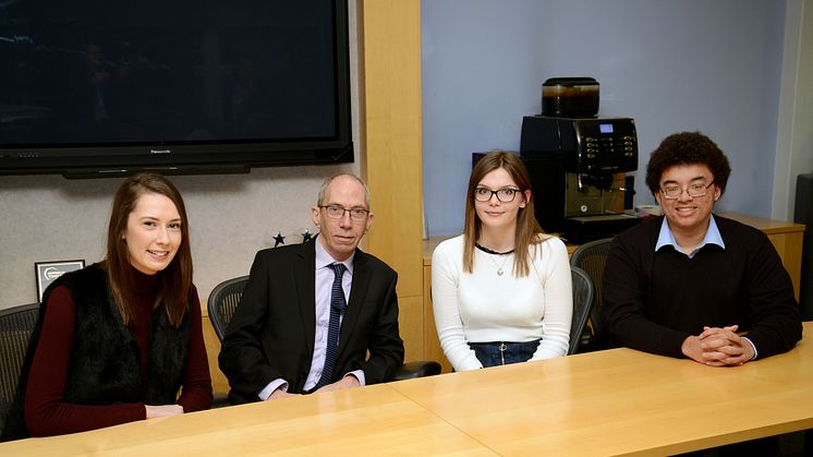 Ron Behrens CBE meeting Northumbria Law School students.