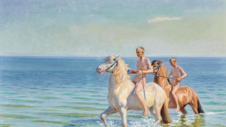 ”Hestene rides i bad” af Michael Ancher. Vurdering: 600.000-800.000 kr.