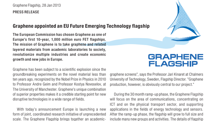 Graphene appointed an EU Future Emerging Technology flagship