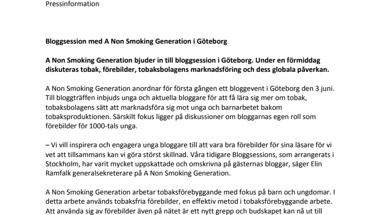 Bloggsession med A Non Smoking Generation i Göteborg