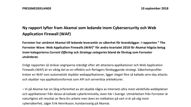Ny rapport lyfter fram Akamai som ledande inom Cybersercurity och Web Application Firewall (WAF)