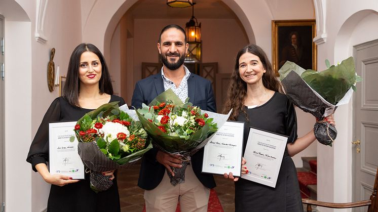 Årets pristagare. Från vänster Sara Serray (Årets Unga Pionjär), Ahmed Ablah (Årets Nybyggare) och Emma Rozada (Årets Pionjär). Foto: Misak Nalbandian