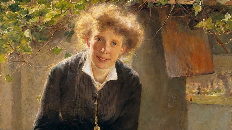 Bertha Wegmann, Konstnären Jeanna Bauck, 1881, olja på duk, 106 x 85 cm, Nationalmuseum. Foto: Nationalmuseum. Bild beskuren.