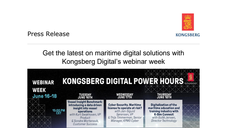 Get the latest on maritime digital solutions with Kongsberg Digital’s webinar week