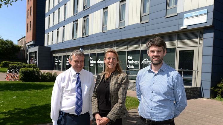 Nigel Coates (left) and Kirk Dodds from Newcastle Business School with Anoesjka Timmerman from AUAS