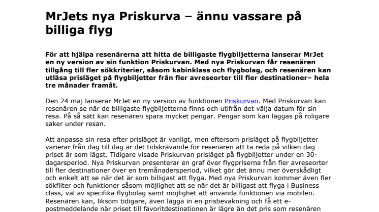 MrJets nya Priskurva – ännu vassare på billiga flyg