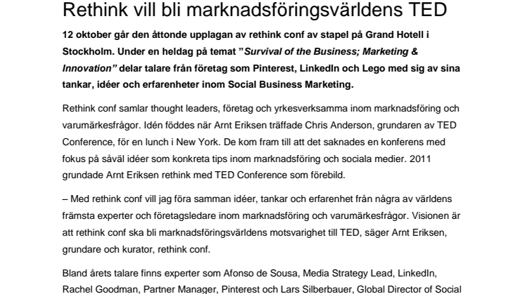 Rethink vill bli marknadsföringsvärldens TED