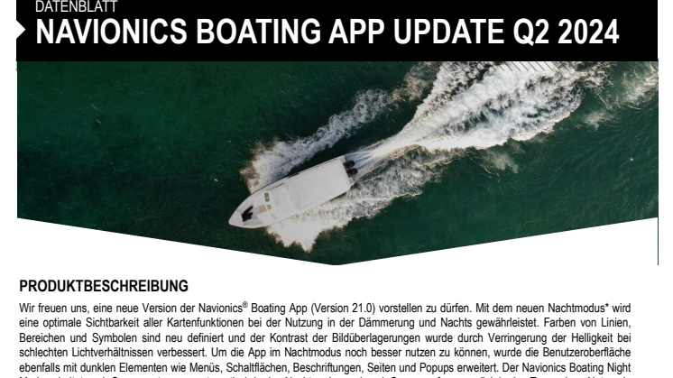 Datenblatt Garmin Update Navionics Boating App Q2 2024