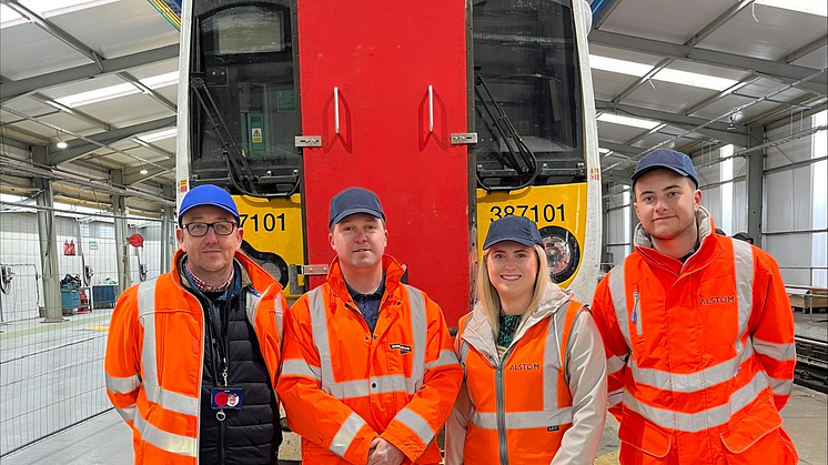 GTR and Alstom engineers in front of 'first-in-class' Class 387