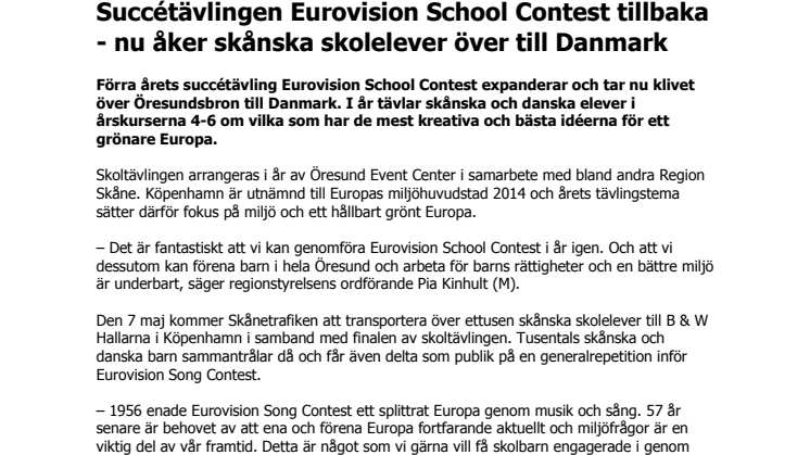 Succétävlingen Eurovision School Contest tillbaka - nu åker skånska skolelever över till Danmark