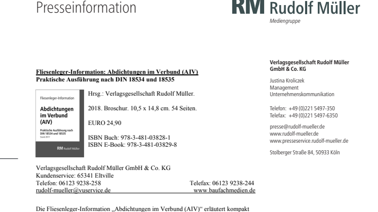 Fliesenleger-Information: Abdichtungen im Verbund (AIV)