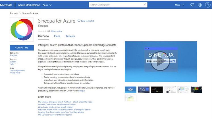 Intelligente Sinequa-Suchplattform für Microsoft Azure. Quelle: Sinequa