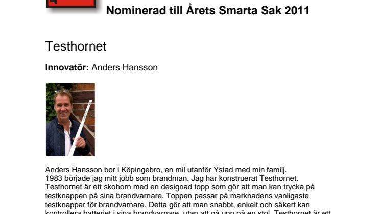 Testhornet nominerat till Årets Smarta Sak 2011