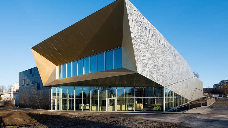 Voldsløkka skatehall, Stavangergate. Fasade, inngangsparti