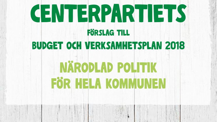 Centerpartiet i Umeås budgetförslag för 2018