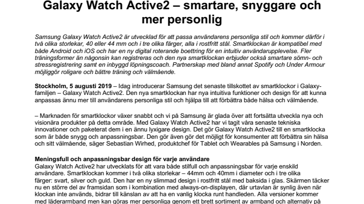 Galaxy Watch Active2 – smartare, snyggare och mer personlig