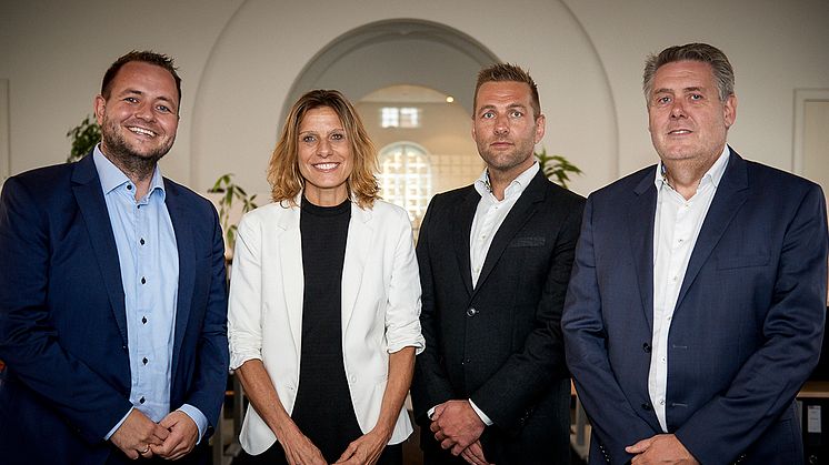 Fra venstre: Anders Salomonsen, statsautoriseret revisor og partner i Addea, June Mejlgaard Jensen, administrerende direktør i Azets, Morten Plenge, statsautoriseret revisor og partner i Addea og Michael Lynggaard, partner i Addea