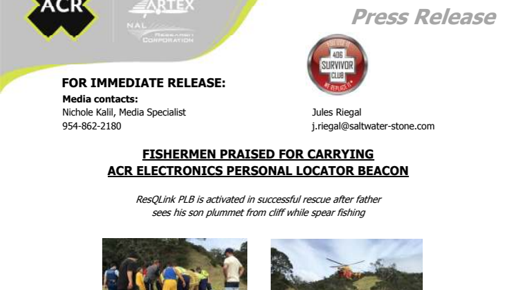 ACR Electronics: Fishermen Praised for Carrying ACR Electronics Personal Locator Beacon