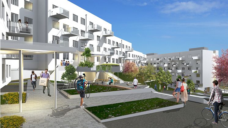 207 nya student- och ungdomslägenheter i Ektorp, där de första hyresgästerna kommer att kunna flytta in i december 2018. Arkitekt: Kirsch+Dereka.