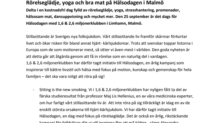 ​Rörelseglädje, yoga och bra mat på Hälsodagen i Malmö