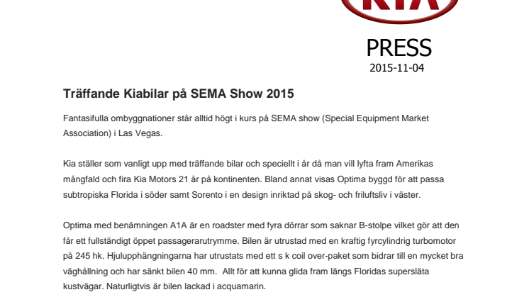 Träffande Kiabilar på SEMA Show 2015