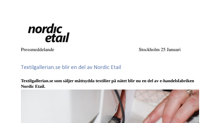 Textilgallerian.se blir en del av Nordic Etail