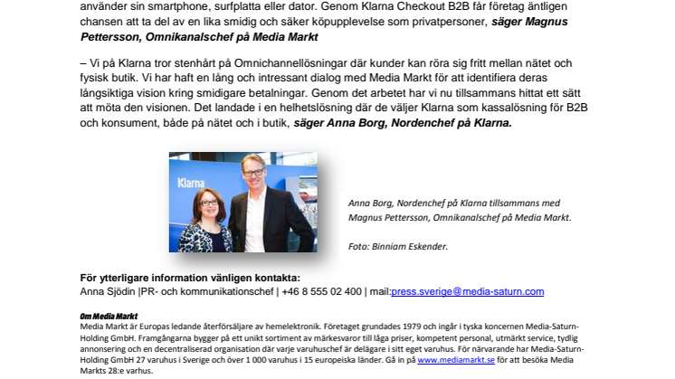 Media Markt och Klarna tar omnichannelgrepp -  för både nät och butik