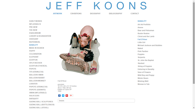 Image: screenshot of www.jeffkoons.com