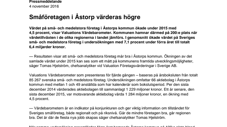 Värdebarometern 2015 Åstorps kommun