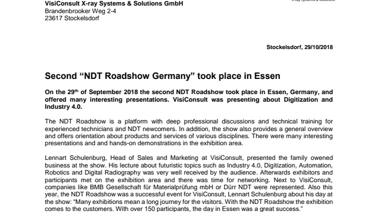 Second “NDT Roadshow Germany” took place in Essen 