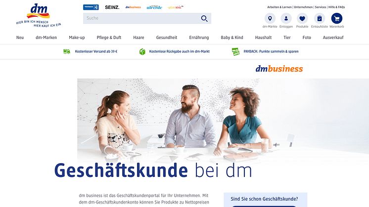 dm business - die Plattform für planungssicheres, flexibles und unkompliziertes Einkaufen 