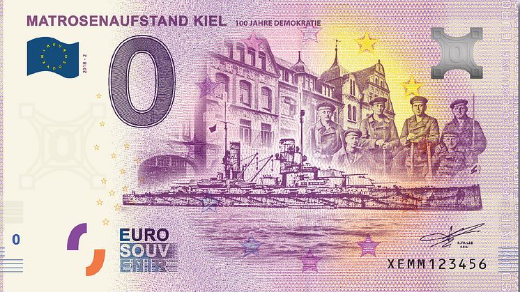 Der neue Kieler 0€-Schein zu 100 Jahre Demokratie - Kieler Matrosenaufstand von 1918