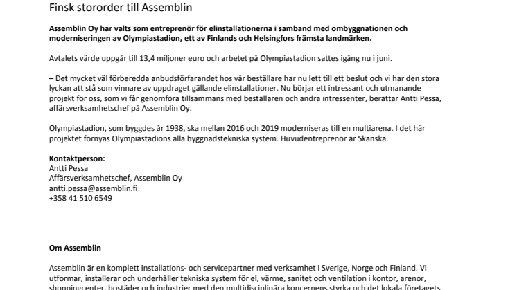 Finsk stororder till Assemblin