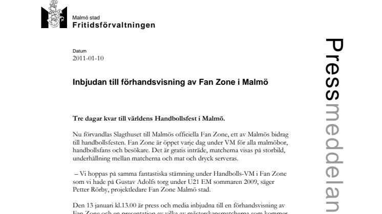Inbjudan till förhandsvisning av Fan Zone i Malmö