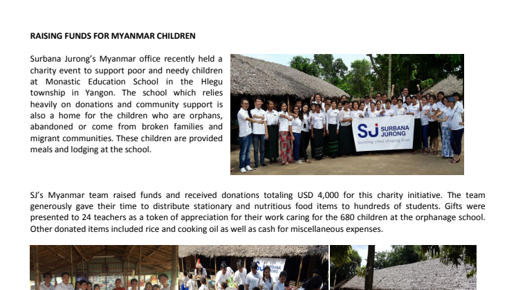 Raising funds for Myanmar children